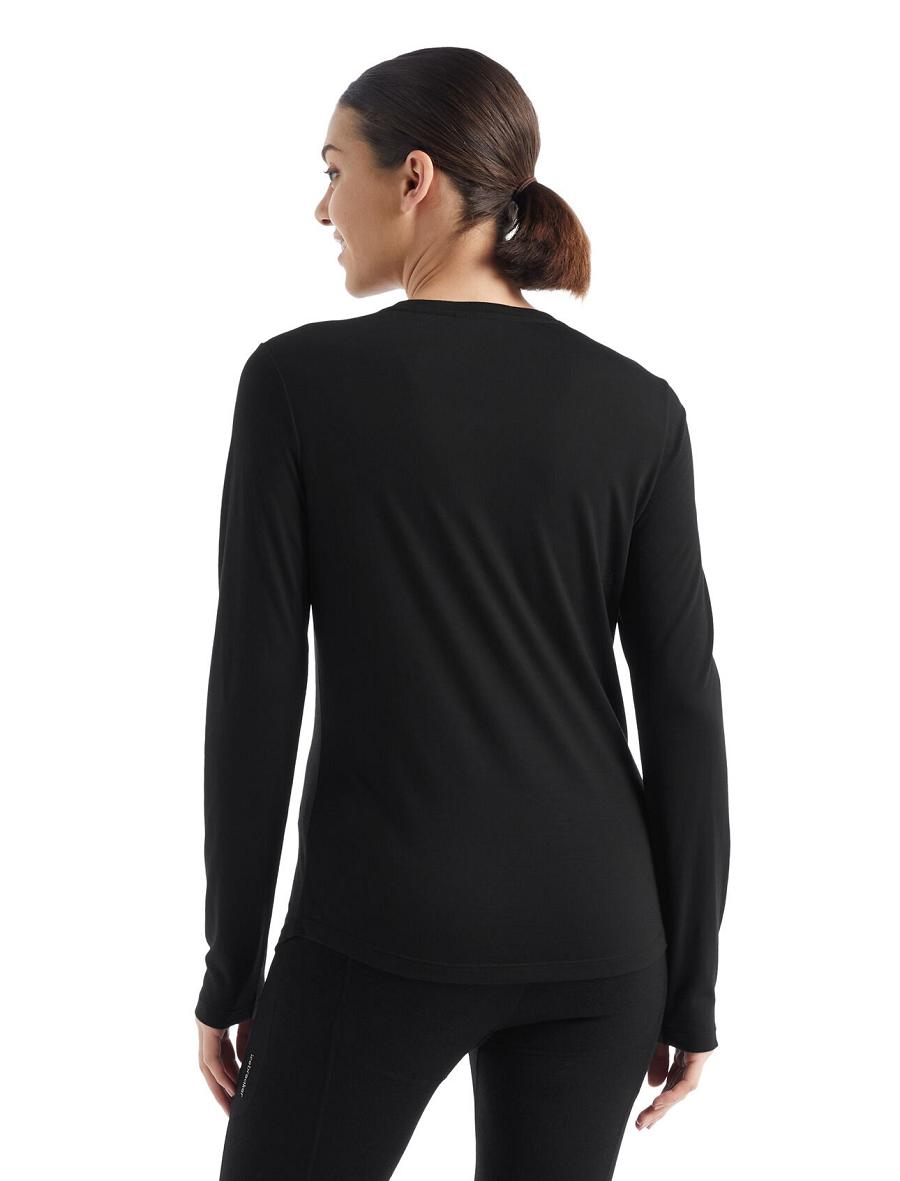 Icebreaker Merino Sphere II T-Shirt Női Long Sleeve Fekete | HU 1644PJJQ